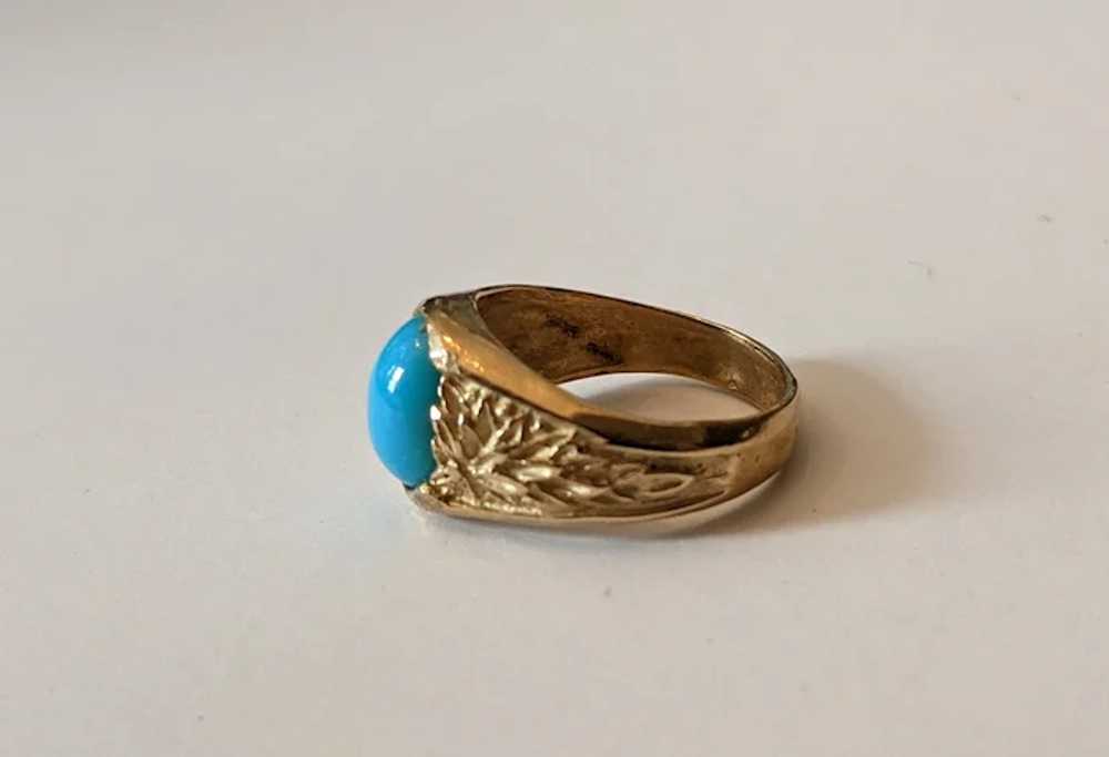 Vintage Turquoise And 14k Gold Ring - image 3