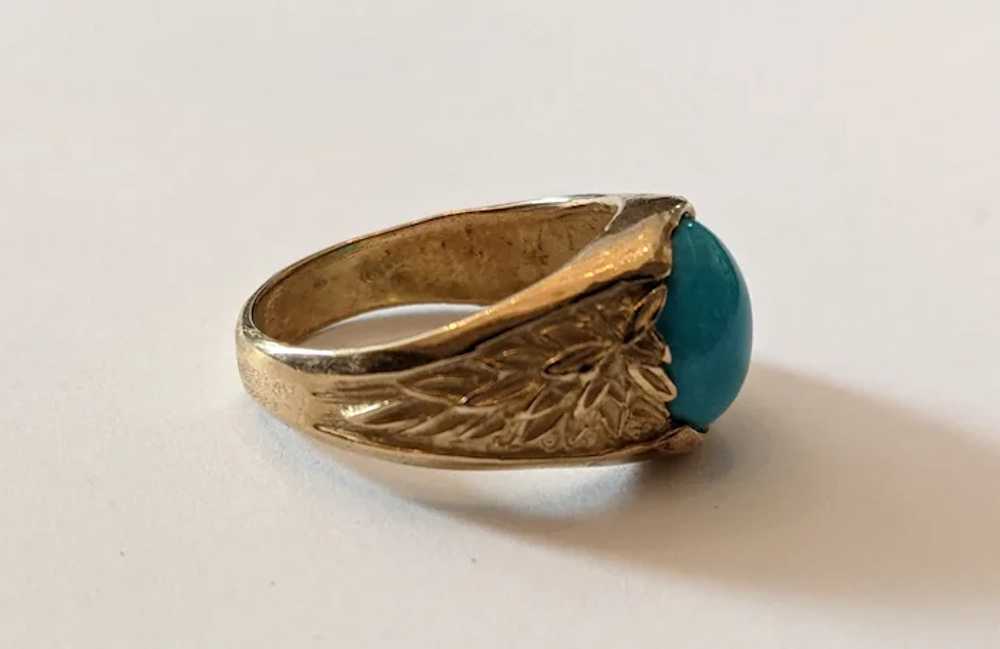 Vintage Turquoise And 14k Gold Ring - image 5