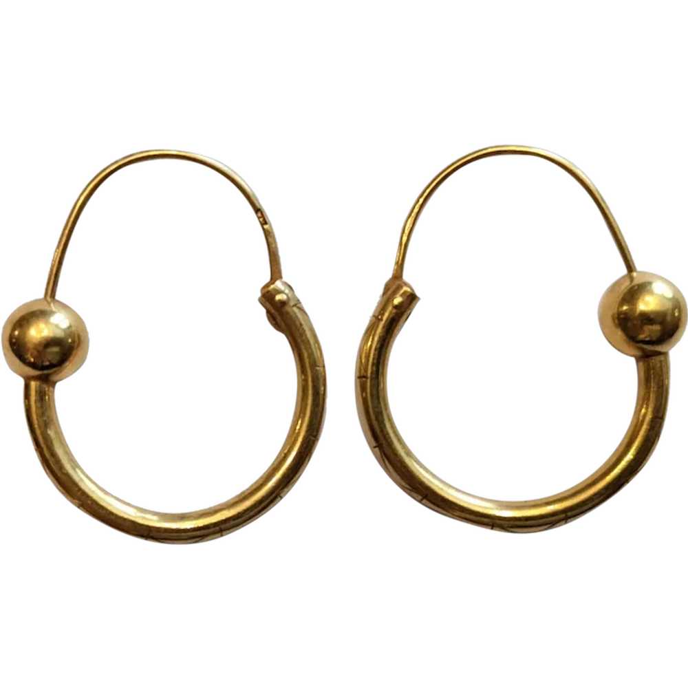 Antique 14k Yellow Gold Loop Earrings - image 1