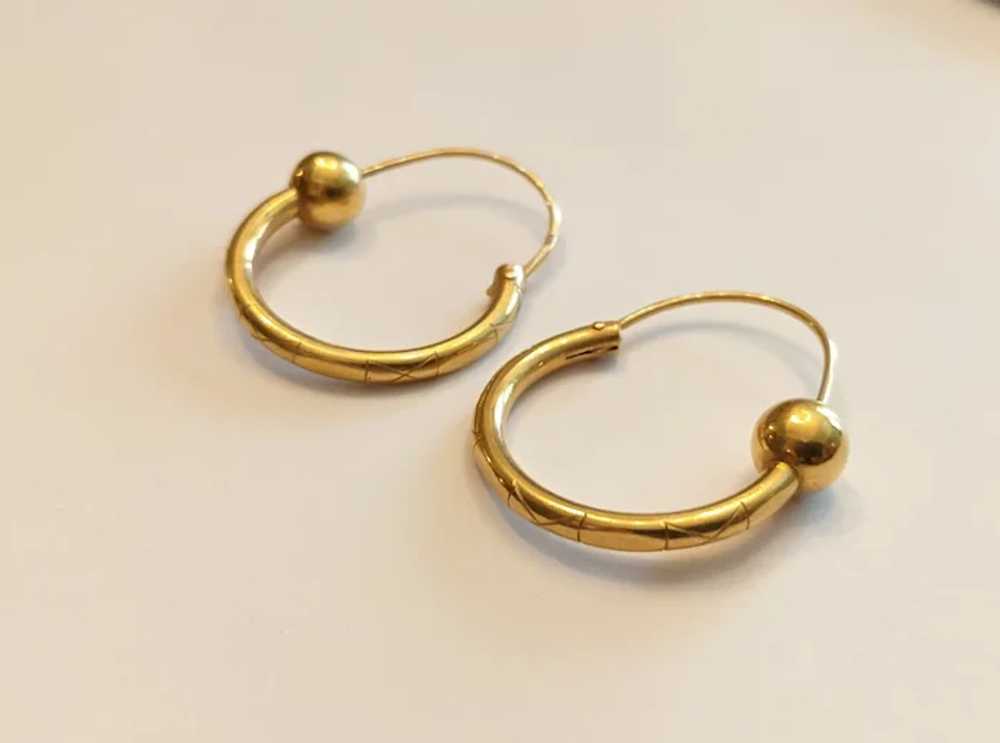 Antique 14k Yellow Gold Loop Earrings - image 2