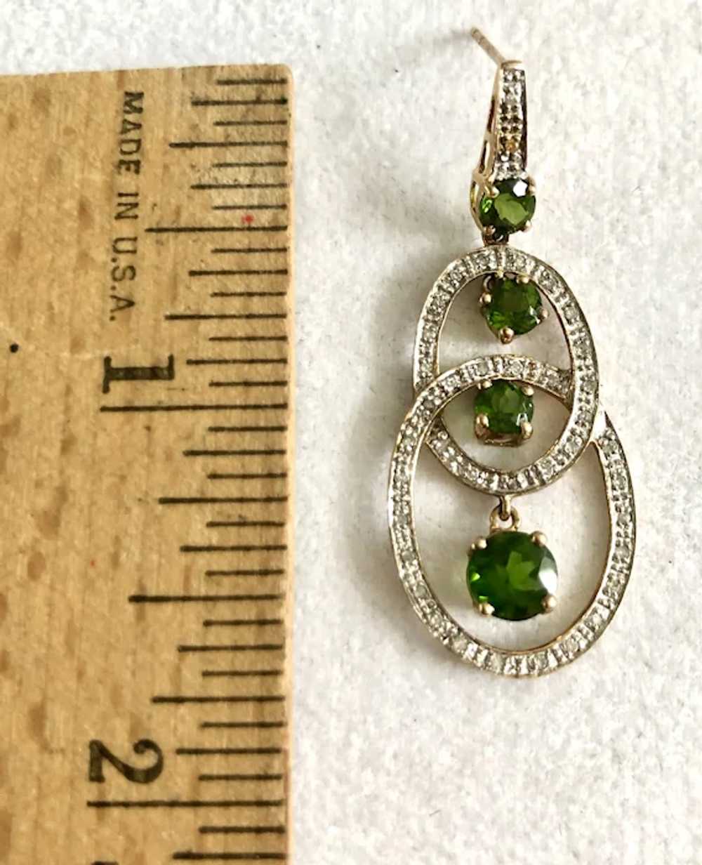10kt Diamond and Green Stone Earrings - image 3