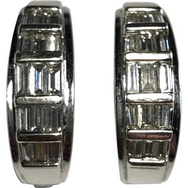 14kt White Gold Baguette Diamond Earrings - image 1
