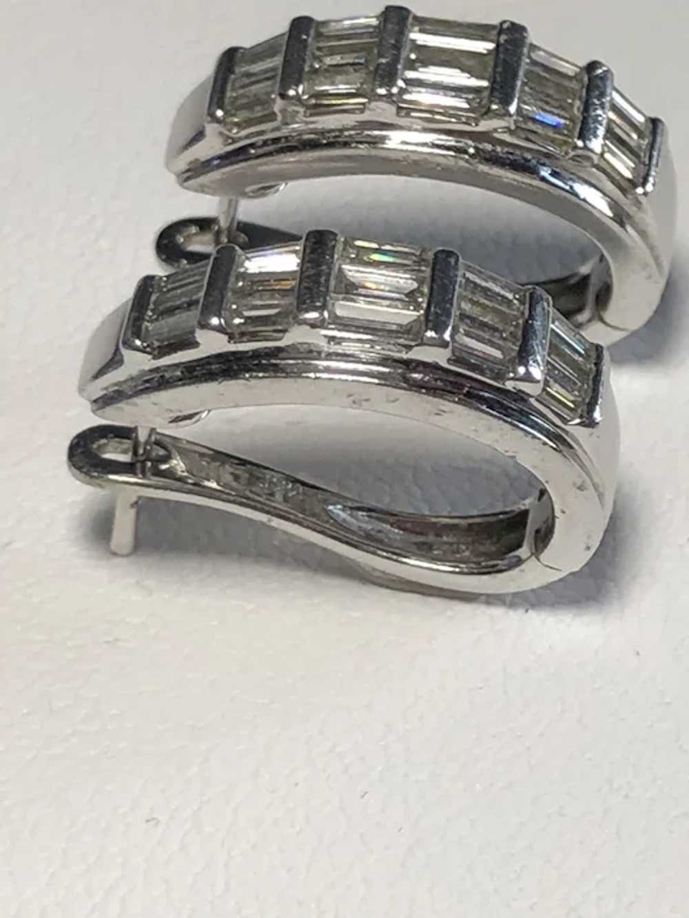 14kt White Gold Baguette Diamond Earrings - image 7