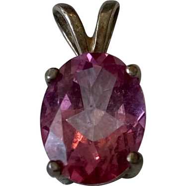 Oval Hot Pink Topaz Sterling Silver Pendant