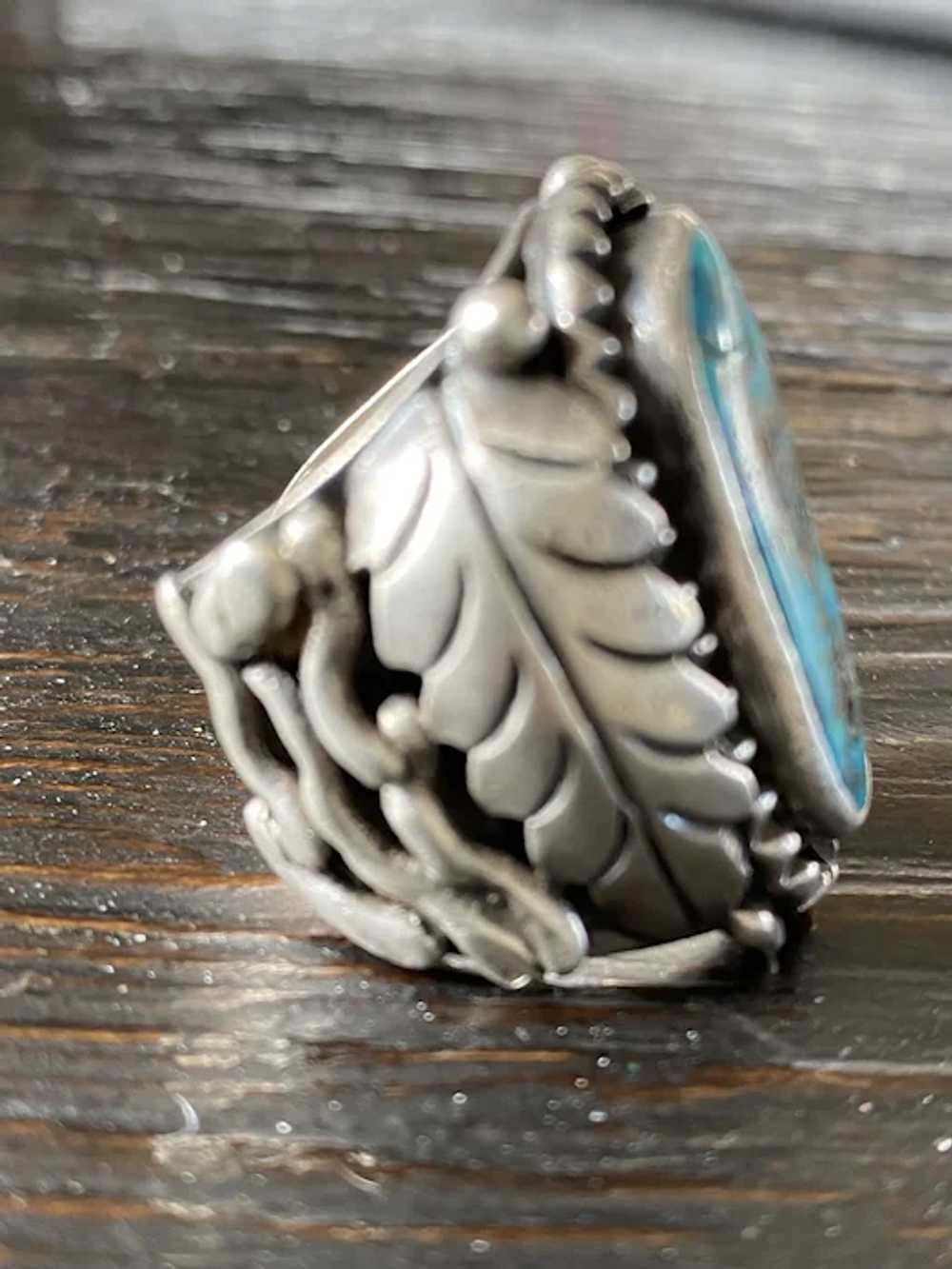 925 Sterling Silver Turquoise Statement Ring - image 4