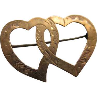Antique Double Heart Pin