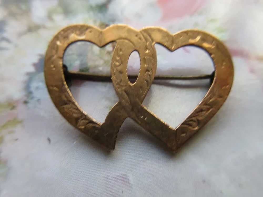 Antique Double Heart Pin - image 2