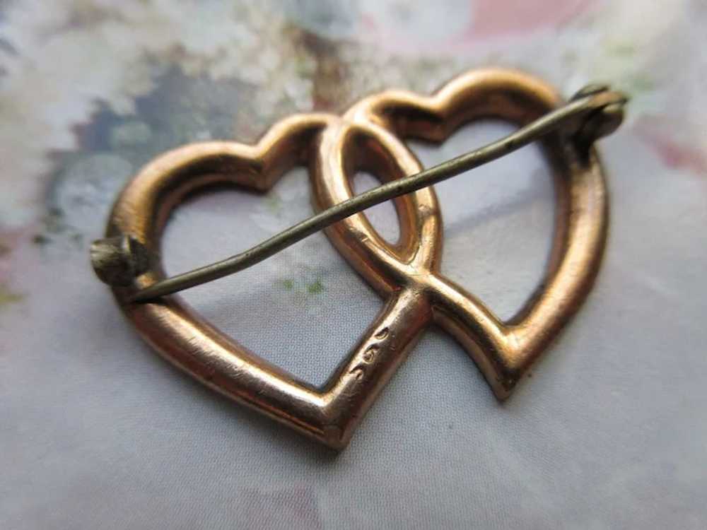 Antique Double Heart Pin - image 3
