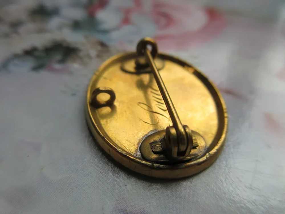 Victorian Enameled Lovers Knot Pin in Gold Fill - image 3
