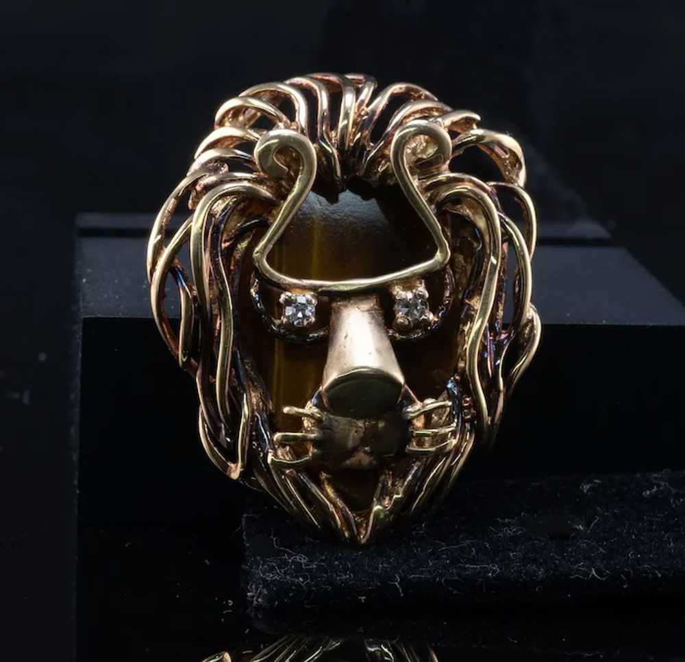 Diamond 14K Gold Lion Pendant Slide by Jack Gutsc… - image 10