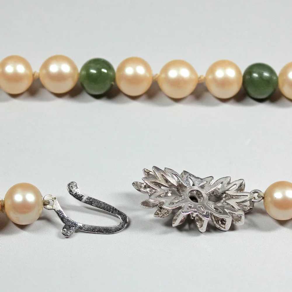 Nephrite and artificial pearl beads necklace femm… - image 9