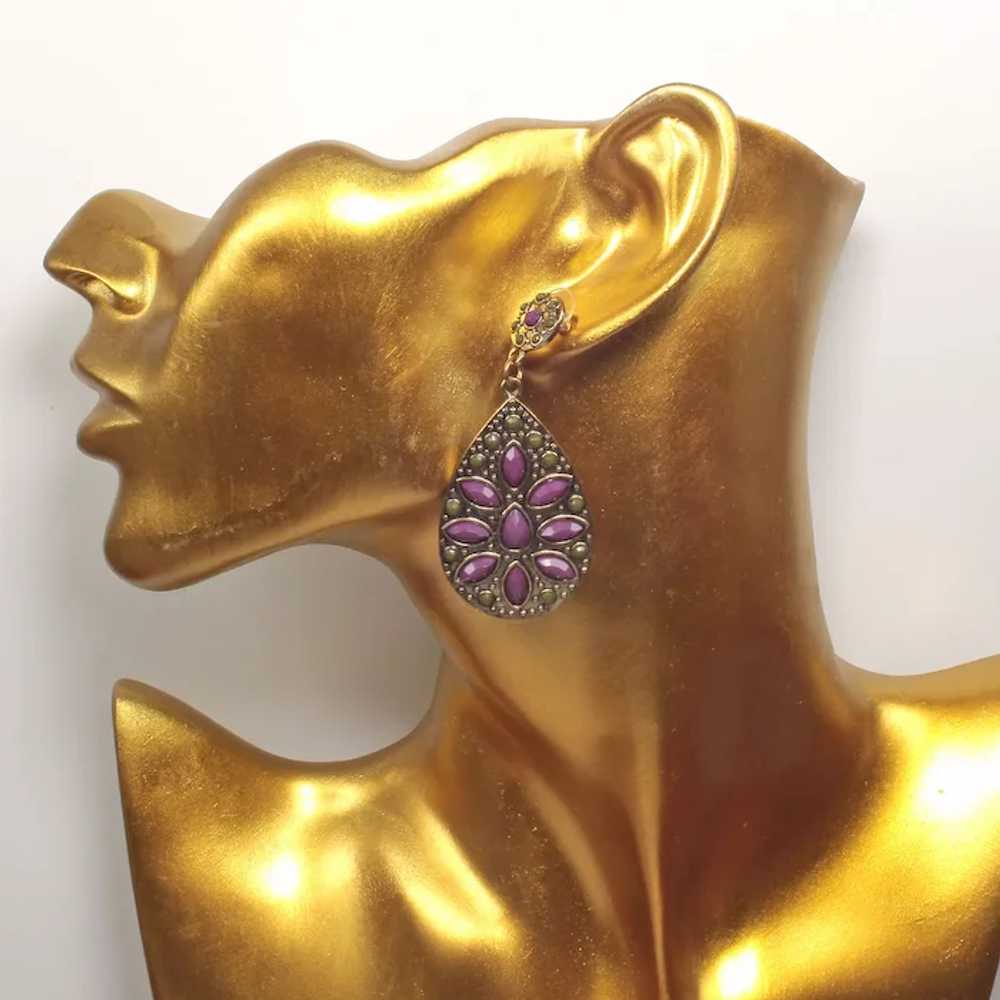 Drop Bronze Stud Earrings - Swing Glamorous Earri… - image 4