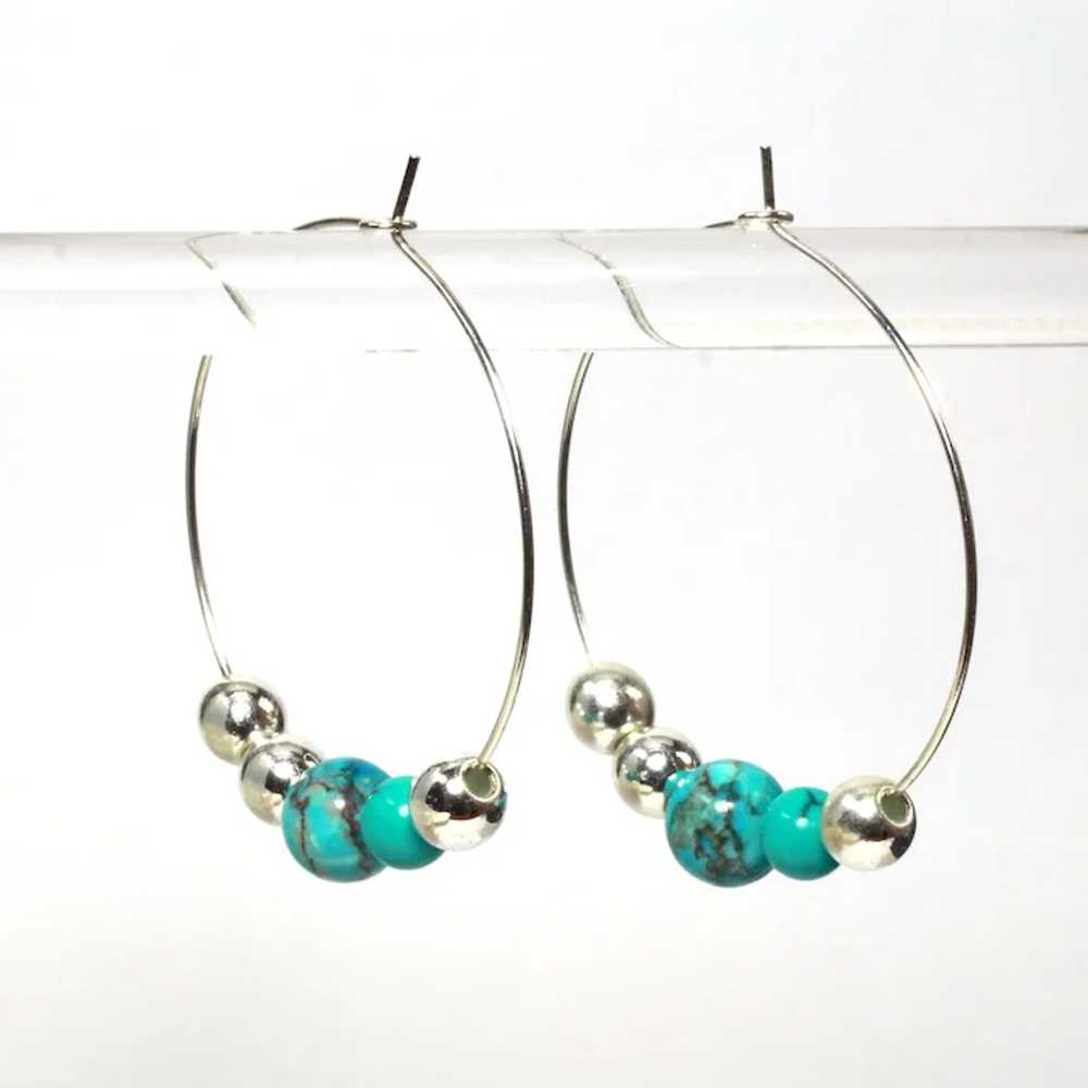 Turquoise Color Round Earrings - African Turquois… - image 5