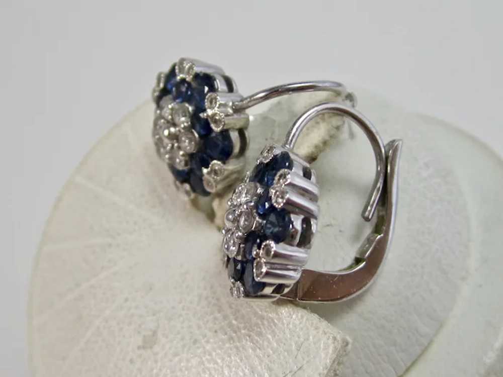 Vintage Estate Sapphire & Diamond Earrings 18K - image 6