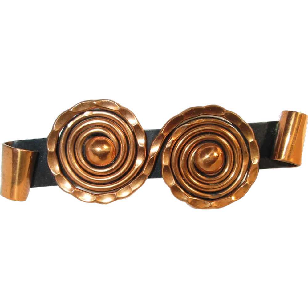 Large Double Coiled Renoir Copper Brooch - image 1