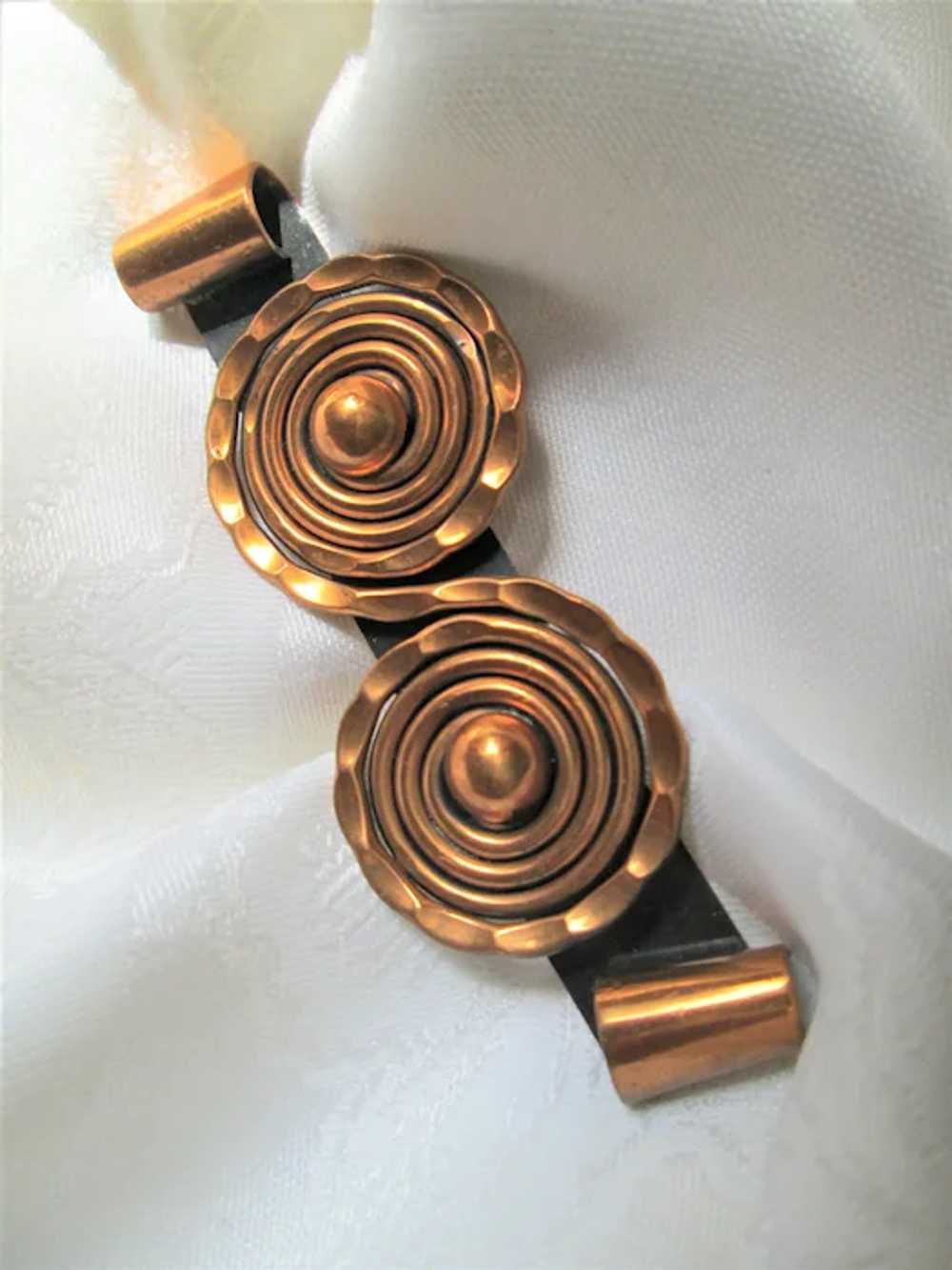 Large Double Coiled Renoir Copper Brooch - image 2