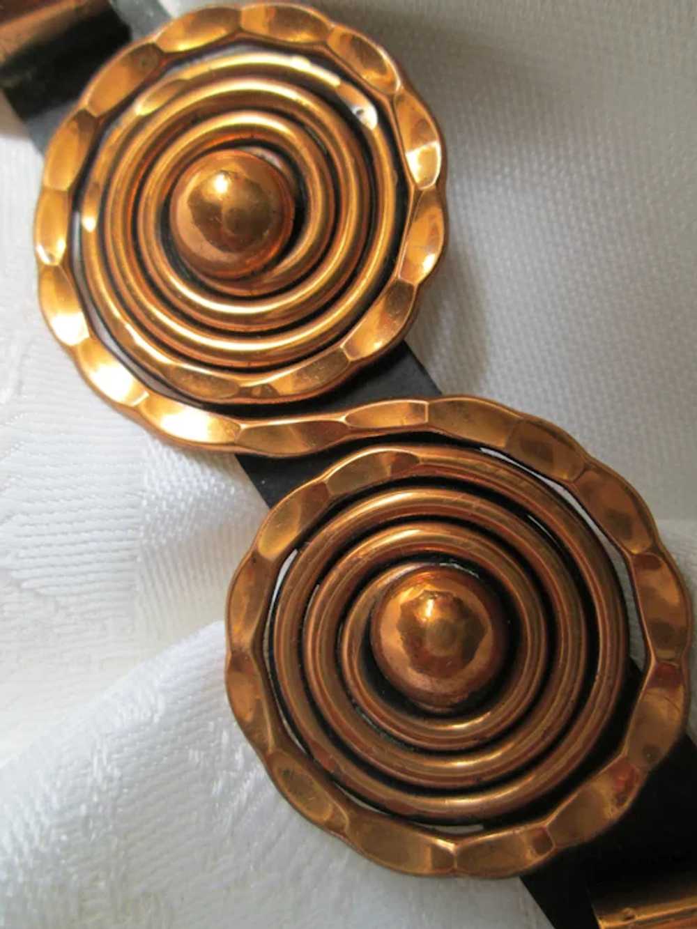 Large Double Coiled Renoir Copper Brooch - image 3