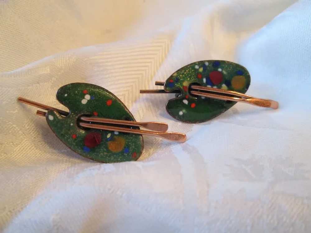 Matisse Palette Green Enamel Copper Artist Brooch A Gem