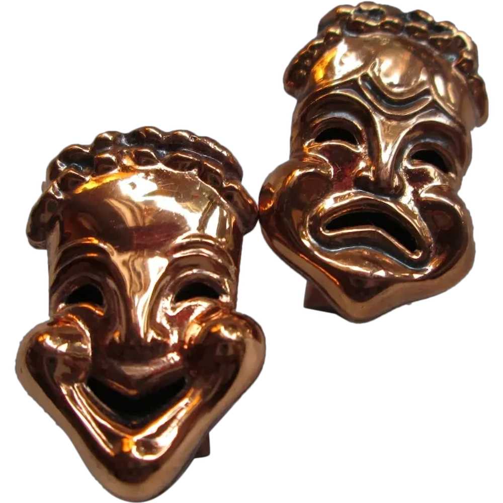 Renoir "Curtain Call" Comedy Tragedy Mask Cufflin… - image 1