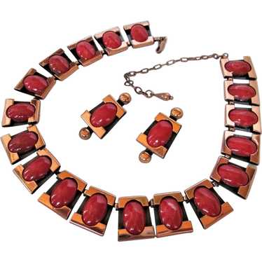Matisse Red "Caravan" Necklace & Clip-on Earrings