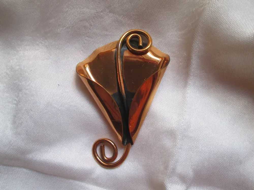Rare Early Renoir Stylized Calla Lily Brooch and … - image 4