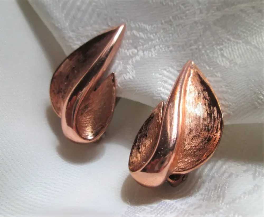 Renoir "Galaxy" Brushed Copper Brooch and Earrings - image 7