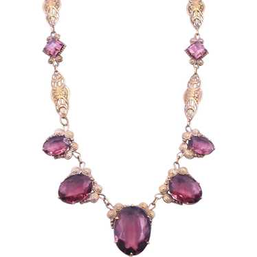 Necklace Czech Amethyst Purple Glass