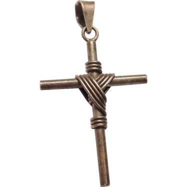 Long Solid Cross Pendant Sterling Silver Mexico