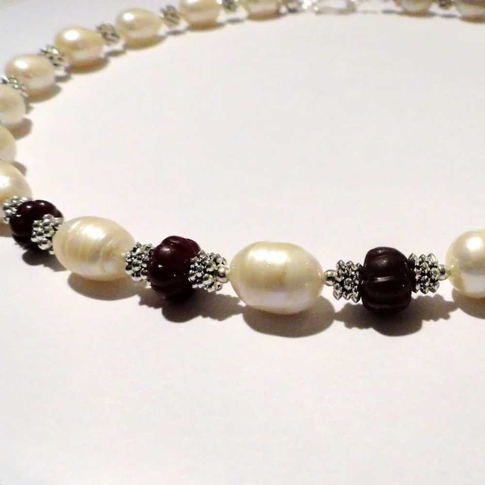 JFTS Cultured Freshwater Pearls & Ruby Necklace - image 6
