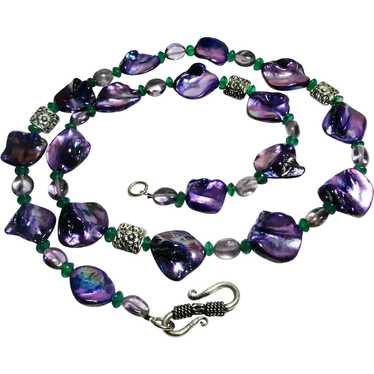 JFTS Purple Blister Pearl, Amethyst, & Green Onyx… - image 1