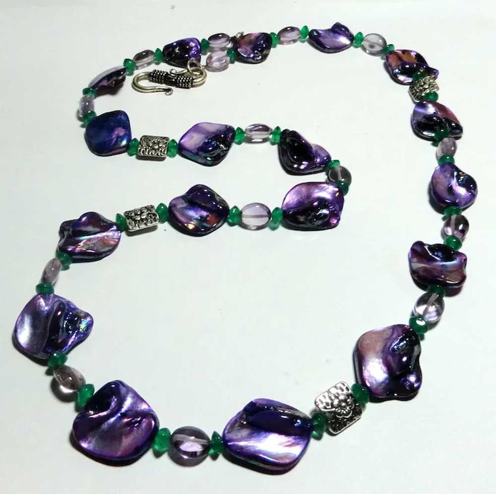 JFTS Purple Blister Pearl, Amethyst, & Green Onyx… - image 2