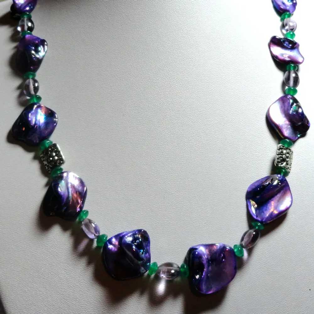 JFTS Purple Blister Pearl, Amethyst, & Green Onyx… - image 4