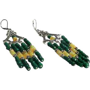 JFTS Natural Emerald & Ethiopian Opal Earrings