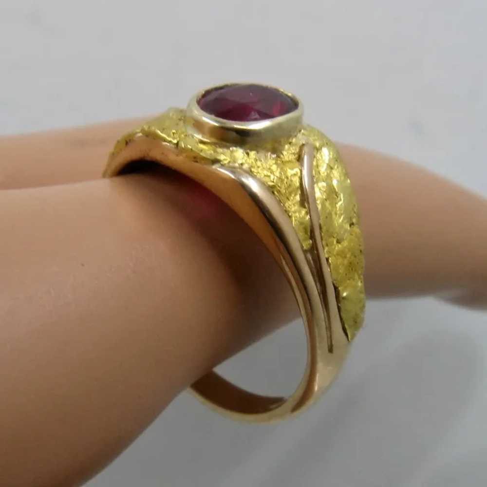 14K & Gold Nuggets Natural Red Spinel Mens Ring S… - image 10