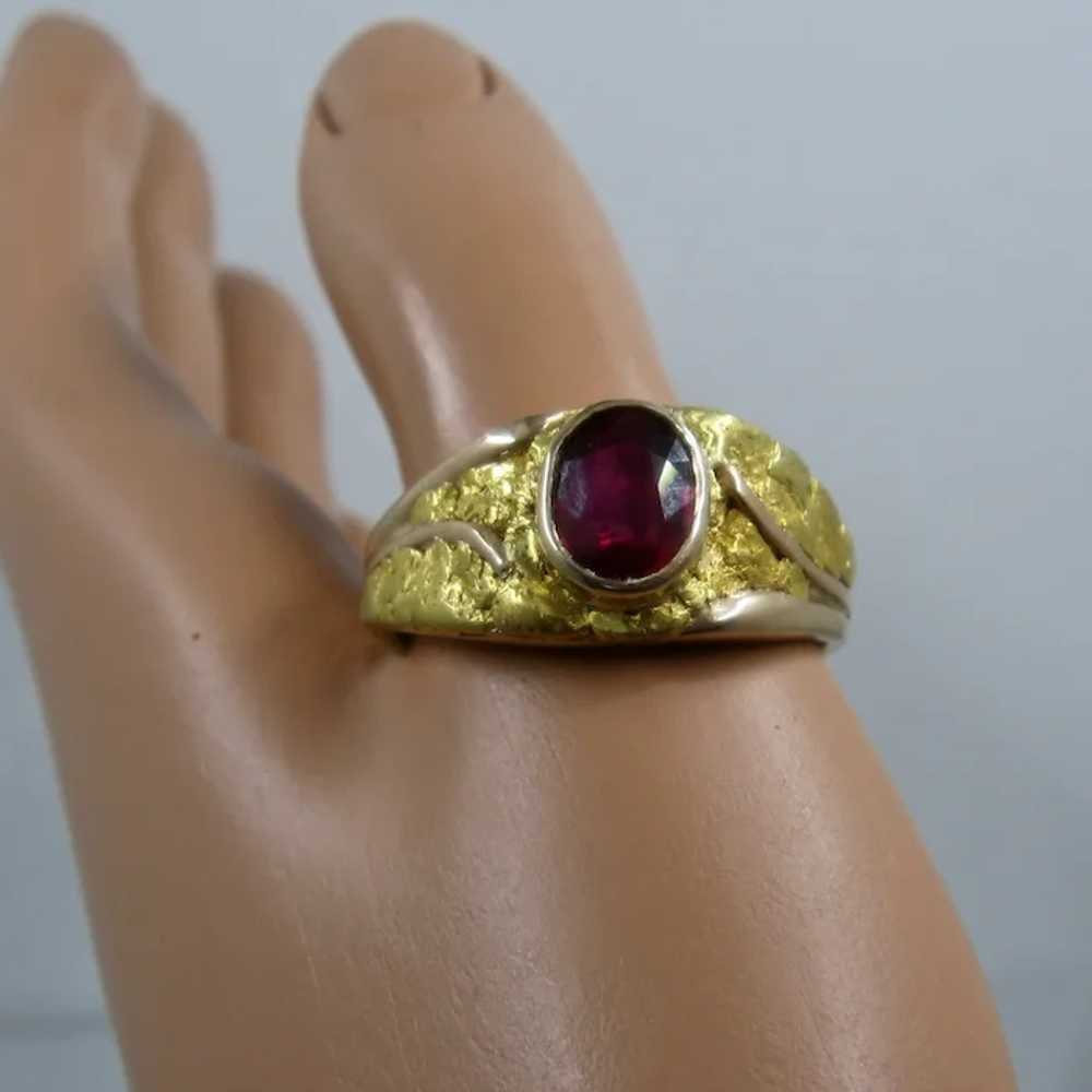 14K & Gold Nuggets Natural Red Spinel Mens Ring S… - image 12