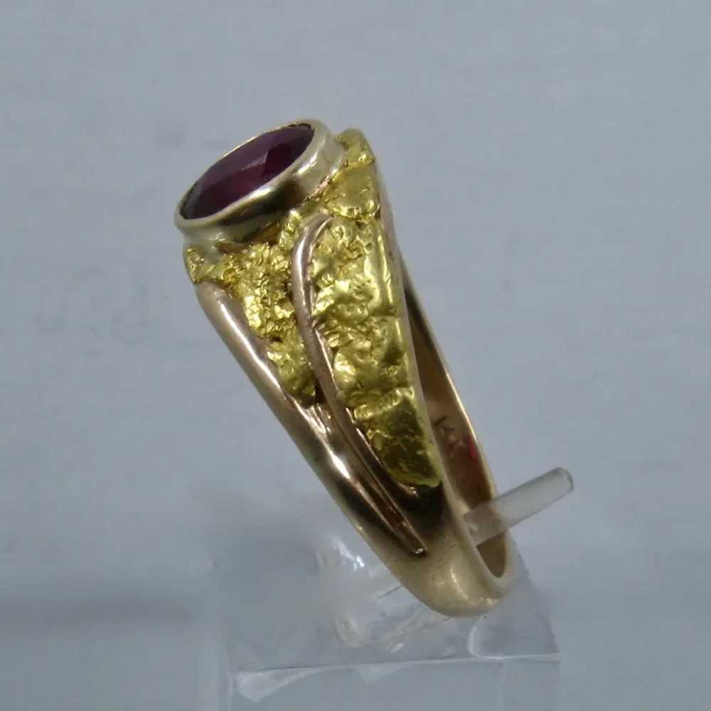14K & Gold Nuggets Natural Red Spinel Mens Ring S… - image 3