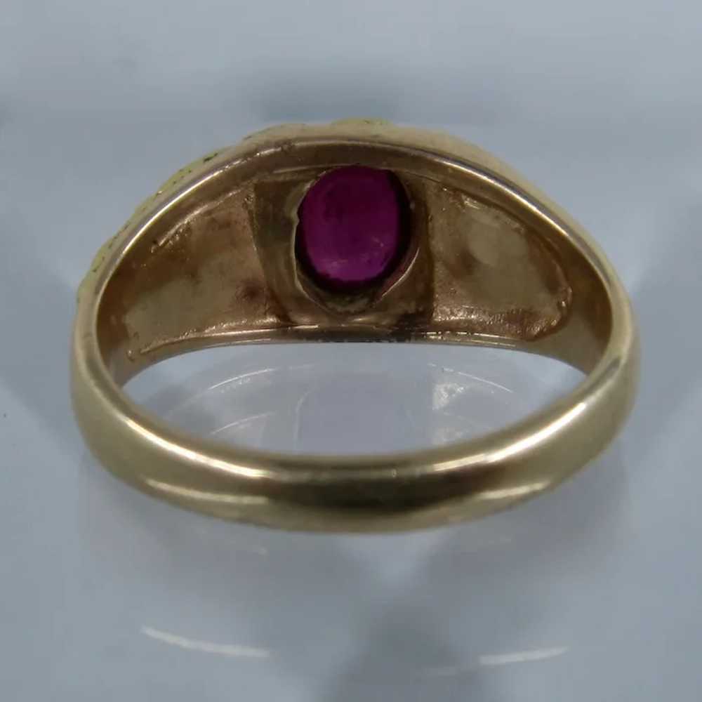 14K & Gold Nuggets Natural Red Spinel Mens Ring S… - image 6