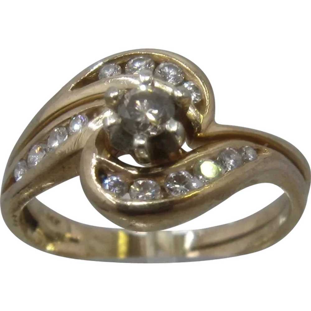 14K Diamonds By-Pass Cluster Ring .5 CTW Size 7 - image 1