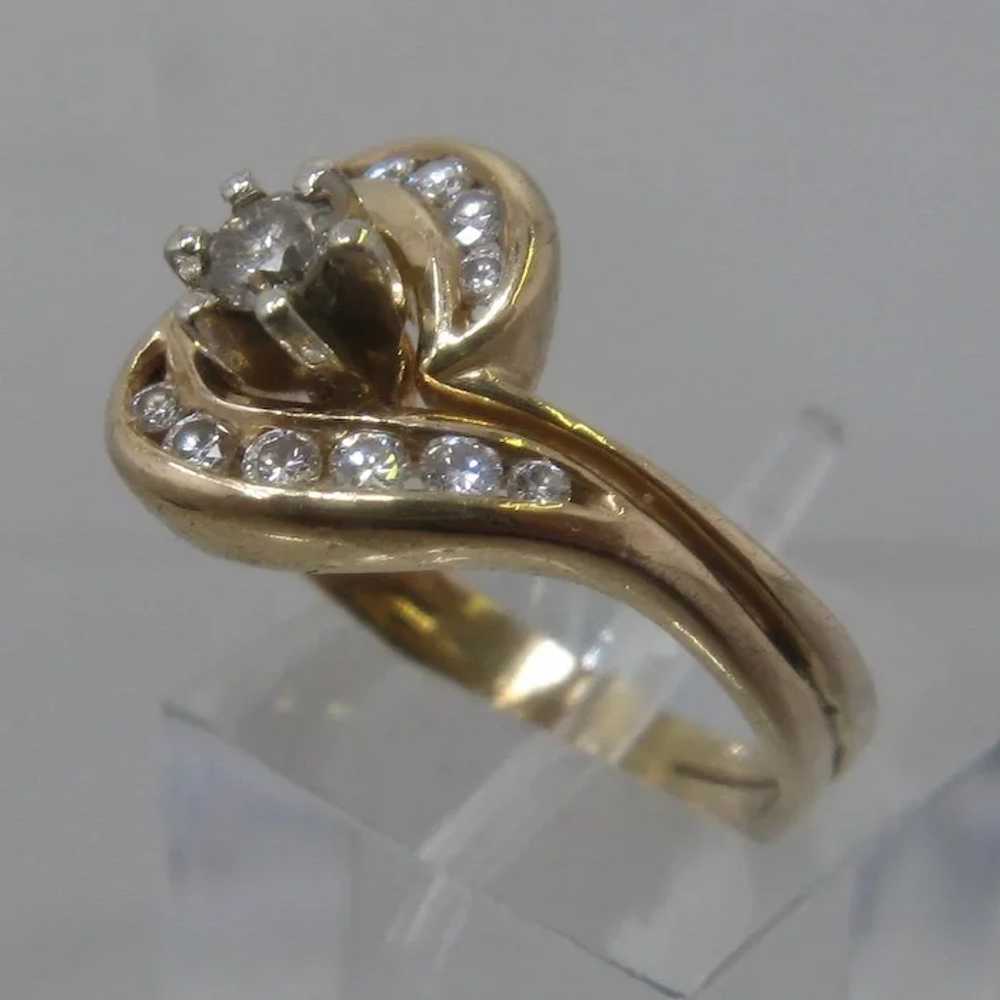 14K Diamonds By-Pass Cluster Ring .5 CTW Size 7 - image 2