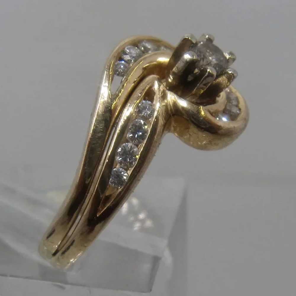 14K Diamonds By-Pass Cluster Ring .5 CTW Size 7 - image 5