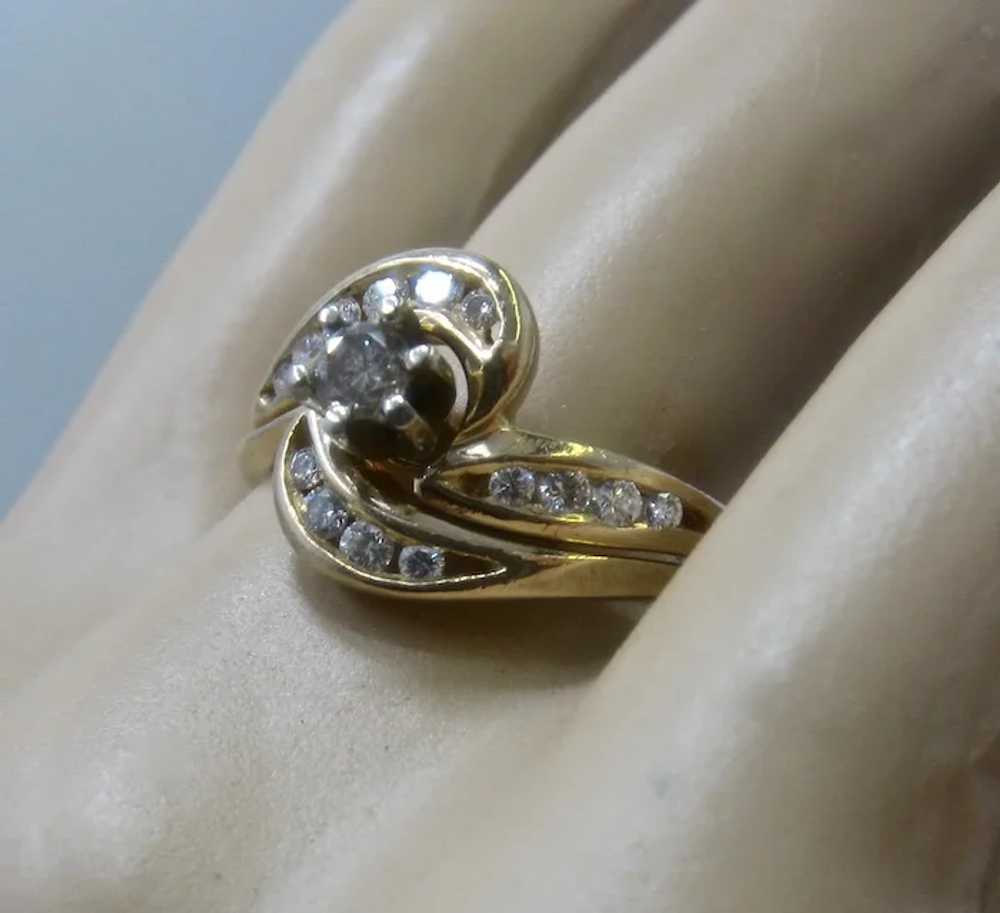 14K Diamonds By-Pass Cluster Ring .5 CTW Size 7 - image 7