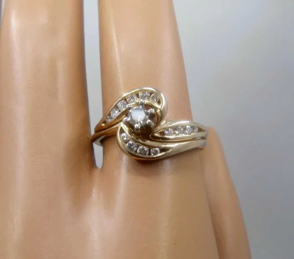 14K Diamonds By-Pass Cluster Ring .5 CTW Size 7 - image 8
