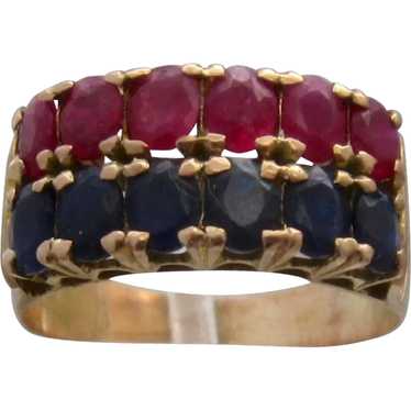 Ca 1940 18K Rubies & Sapphires Ring 2.25 TCW Rose… - image 1