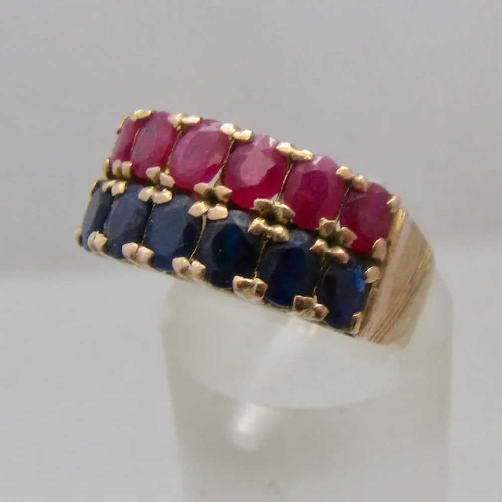 Ca 1940 18K Rubies & Sapphires Ring 2.25 TCW Rose… - image 2