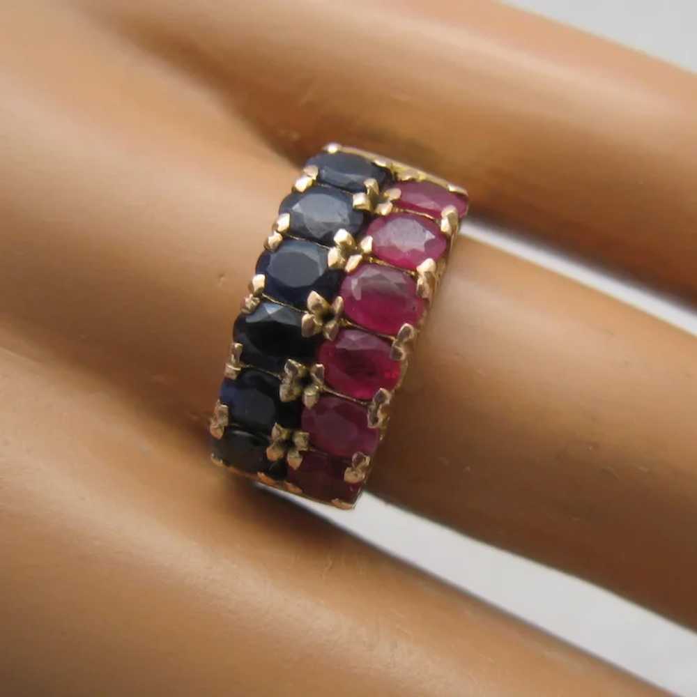 Ca 1940 18K Rubies & Sapphires Ring 2.25 TCW Rose… - image 7