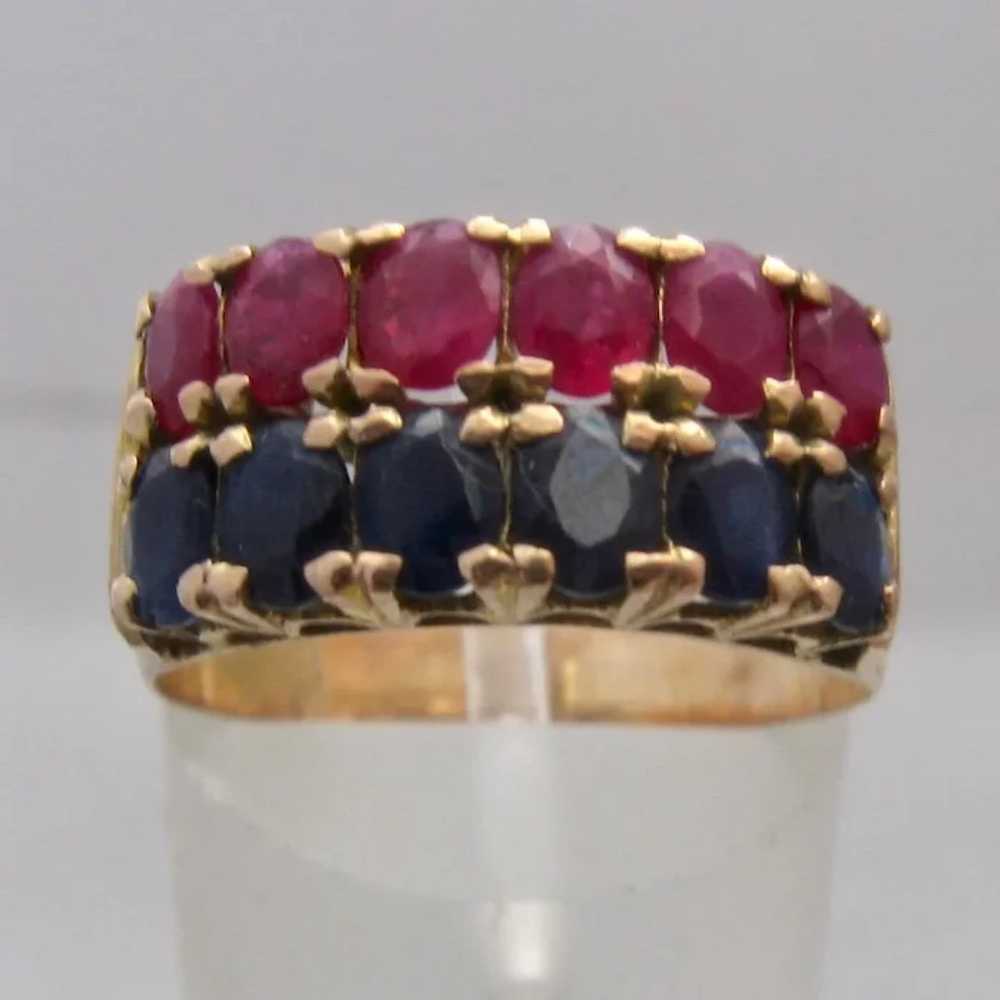 Ca 1940 18K Rubies & Sapphires Ring 2.25 TCW Rose… - image 9