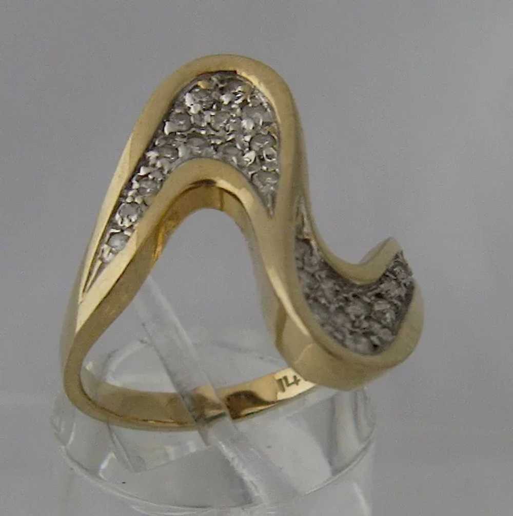 Dramatic 14K Diamonds Double Swoosh Ring VIP Size… - image 2