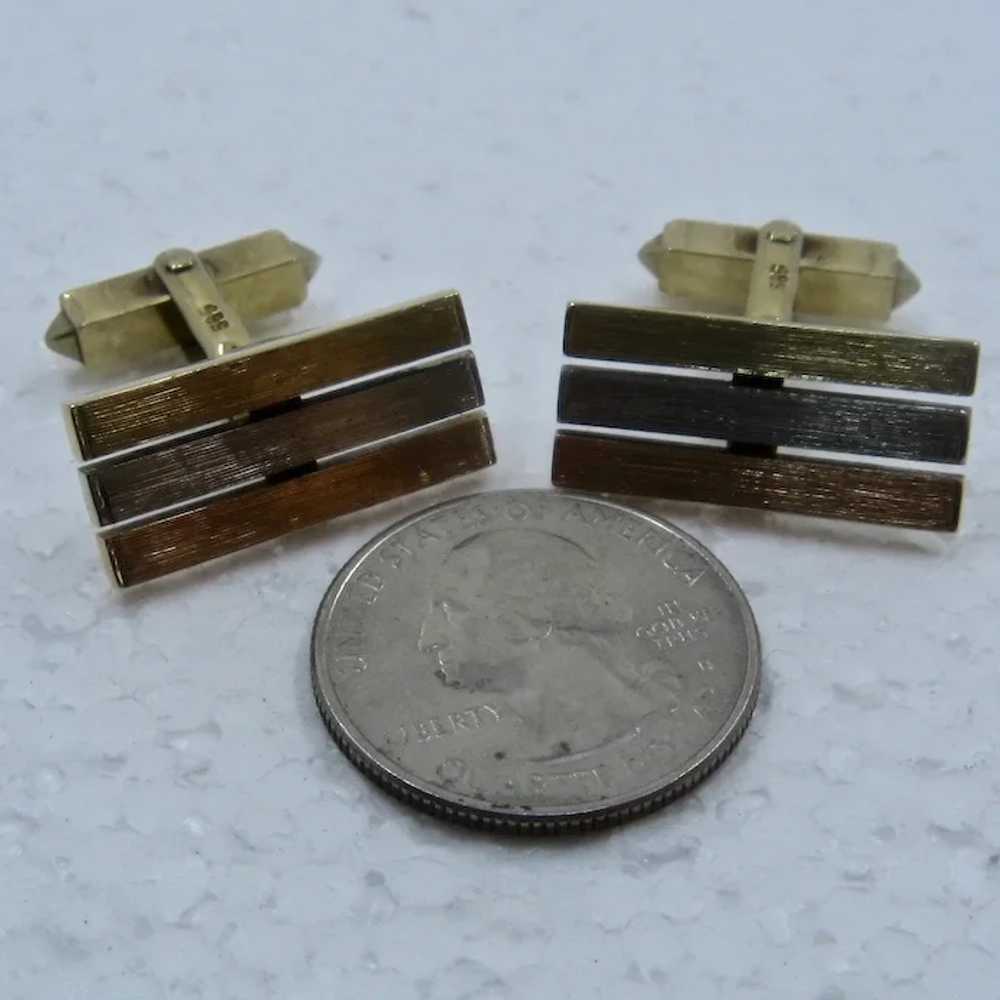 14K Tri-Color Textured Gold Cuff Links 13.2 Grams - image 11