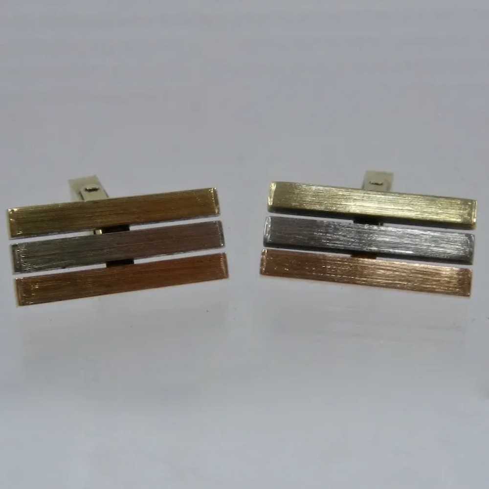 14K Tri-Color Textured Gold Cuff Links 13.2 Grams - image 2