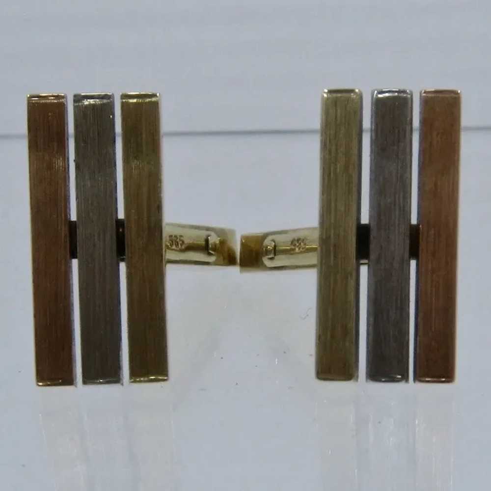 14K Tri-Color Textured Gold Cuff Links 13.2 Grams - image 3